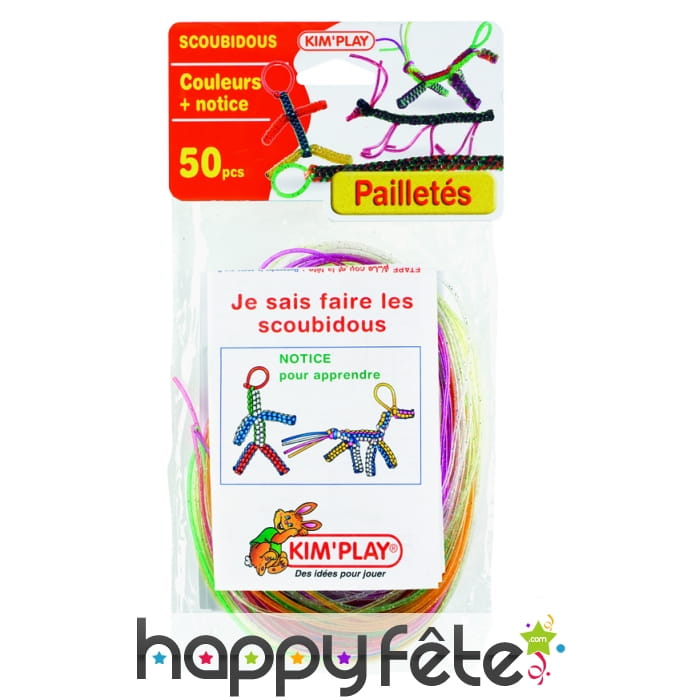 50 brins de scoubidous à paillettes