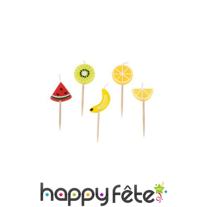 5 bougies en forme de fruits, 5 cm