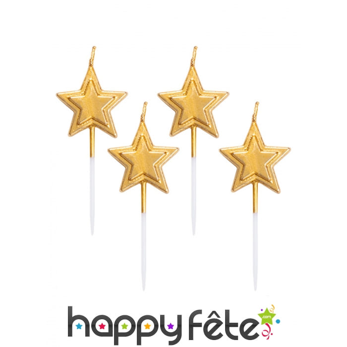 5 Bougies étoile dorée de 8 cm