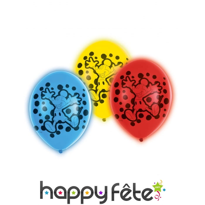 5 Ballons Mickey Mouse lumineux de 28cm