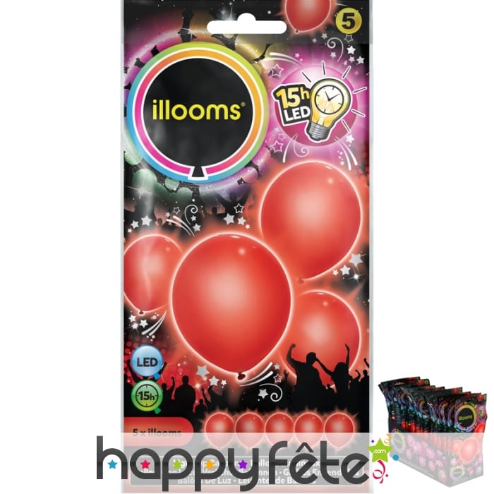 5 ballons rouges lumineux