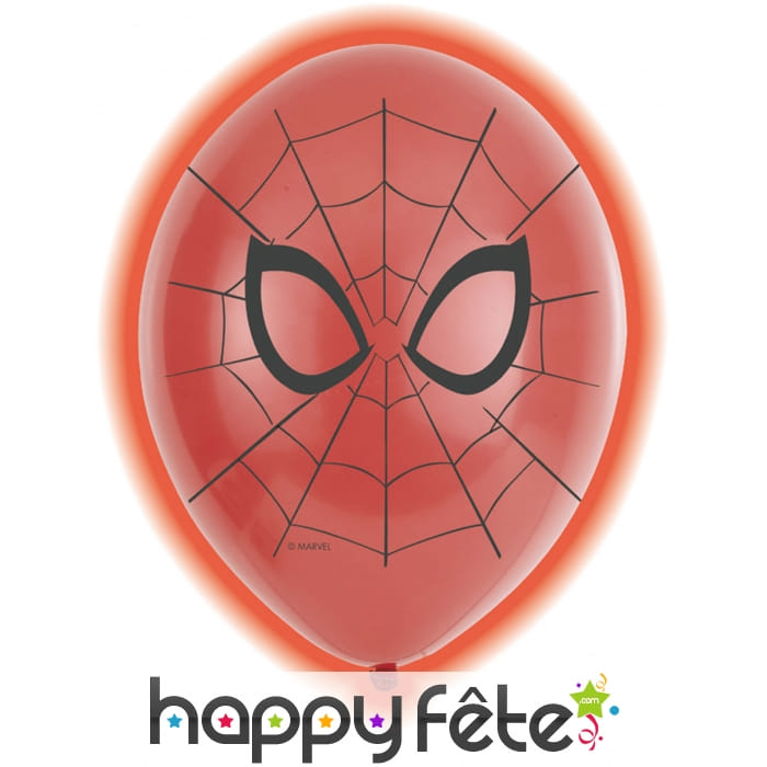 5 Ballons Spiderman rouges lumineux de 28 cm