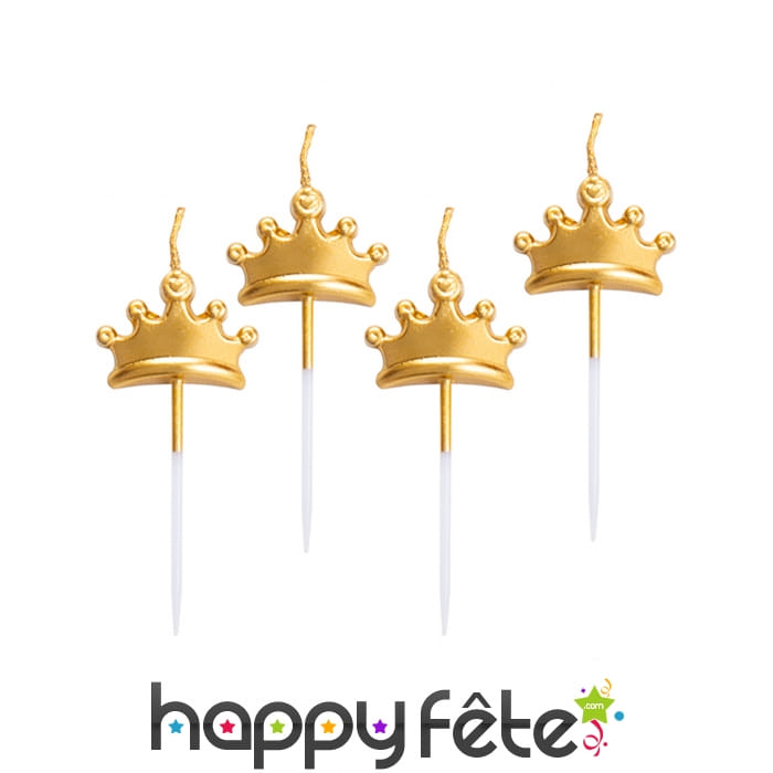 5 Bougies tiare dorée de 8 cm