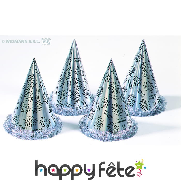 50 chapeaux coniques argent bonne année