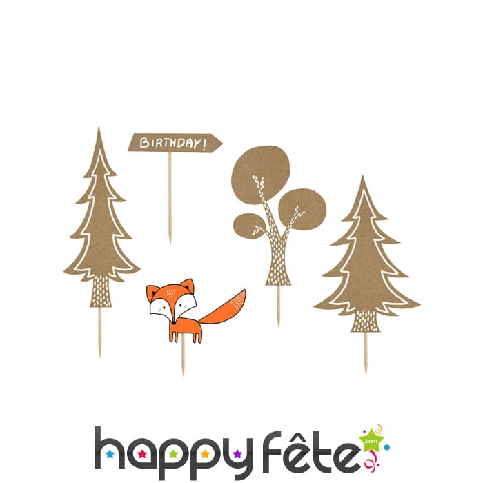 5 Décos de la Forêt pour gâteau d'anniversaire