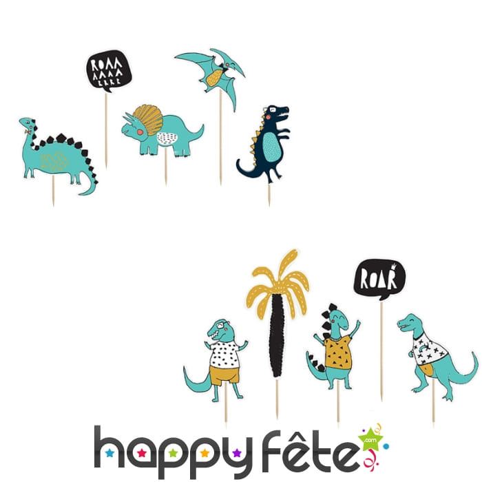 5 décorations pour gâteau dinosaures de 20 cm