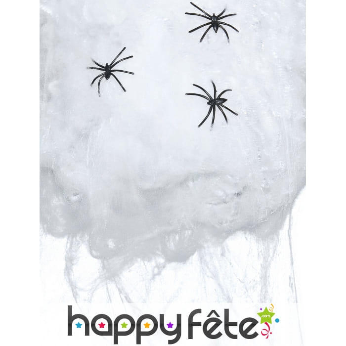 50g de toile d'araignée avec 3 araignées de 4cm