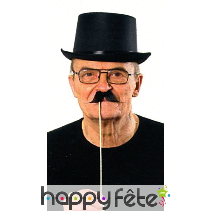 5 moustaches noires sur baton