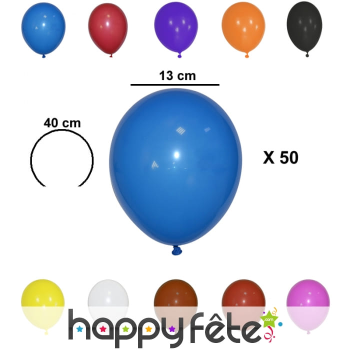 50 petits ballons de 13 cm de diamètre