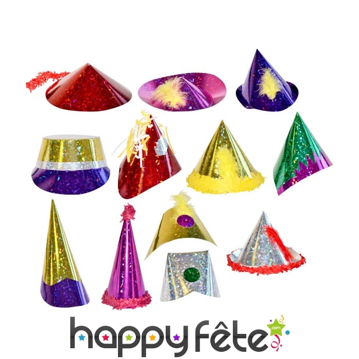 50 petits chapeaux de fête assortis