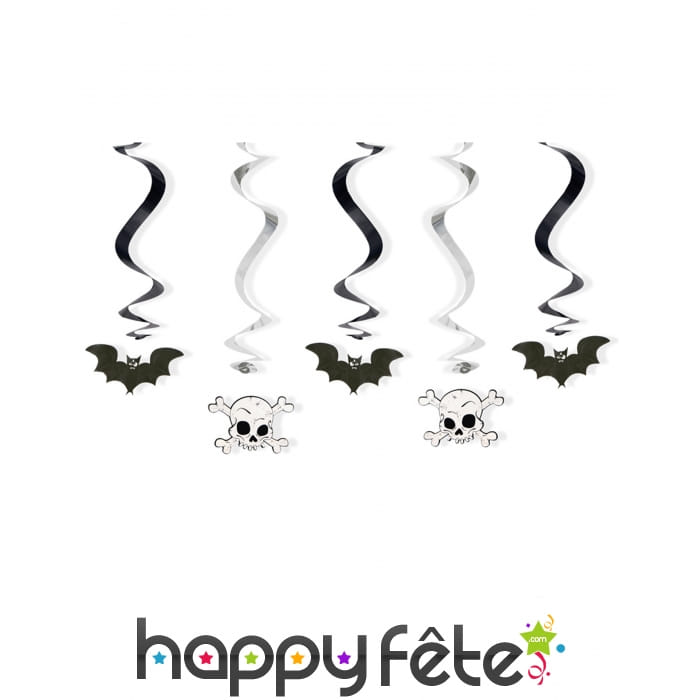 5 suspensions chauve souris et crâne
