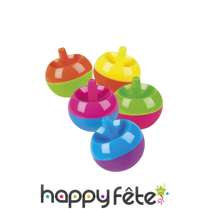 5 toupies multicolores de 3,5 cm