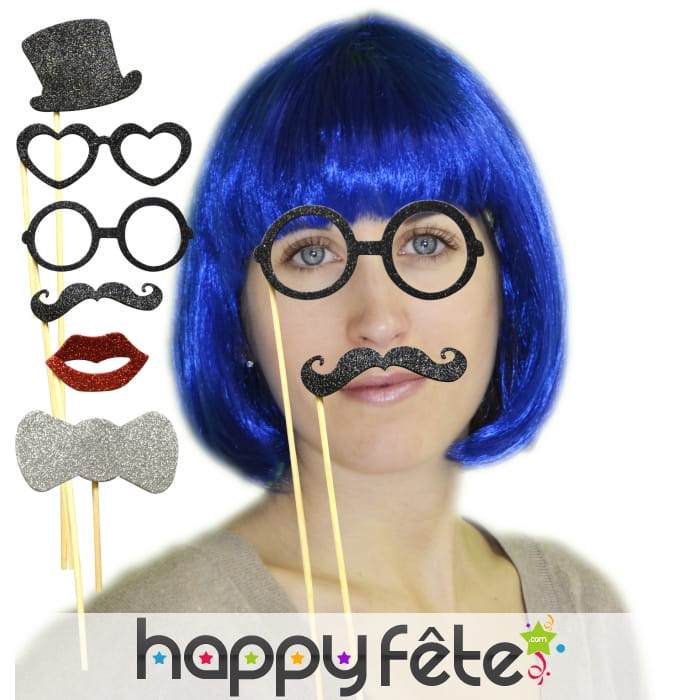 6 accessoires sur bâton stick pour photo