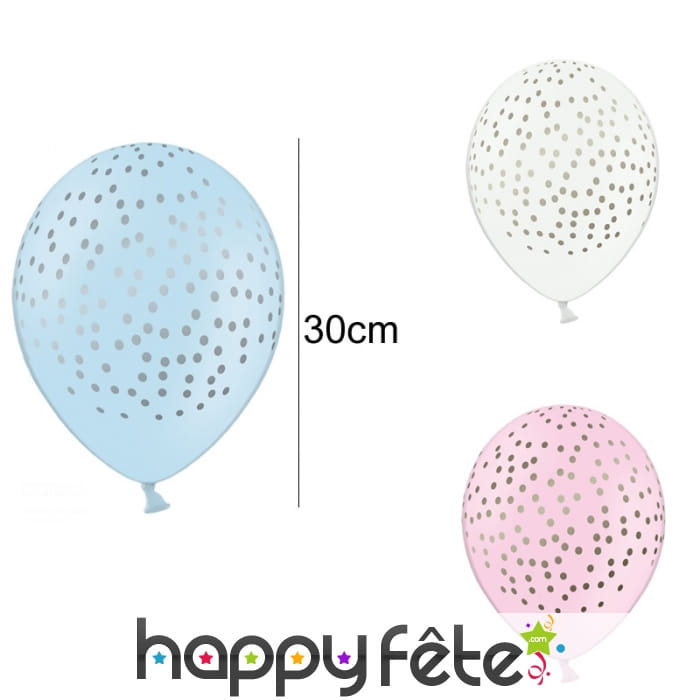 6 Ballons à pois de 30 cm en latex