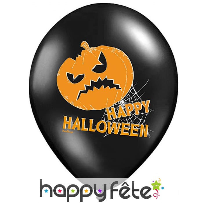 6 Ballons Citrouille Halloween sur fond noir