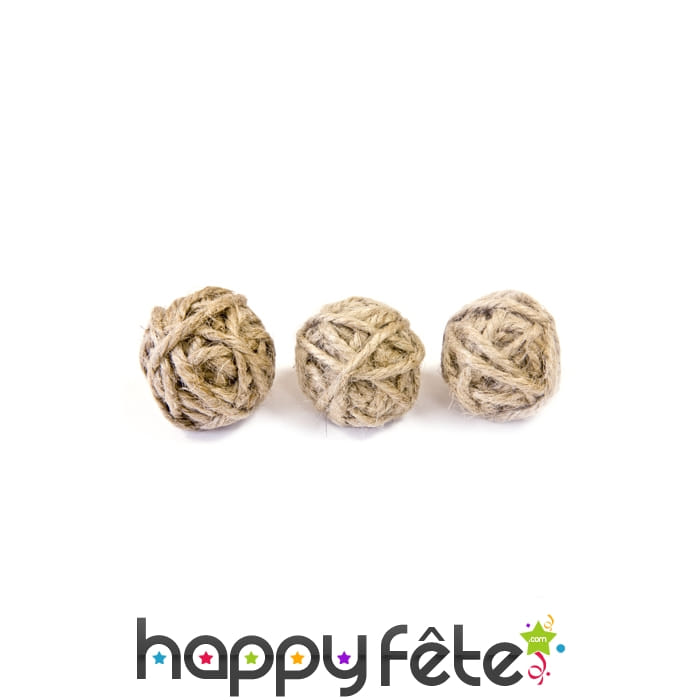 6 Boules de corde naturelle de 3cm
