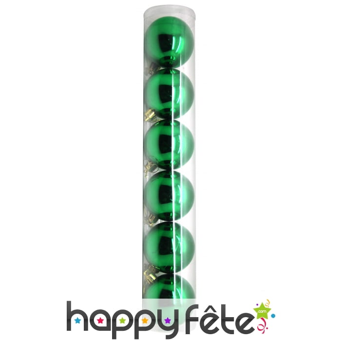 6 boules de noel vertes brillantes de 6 cm