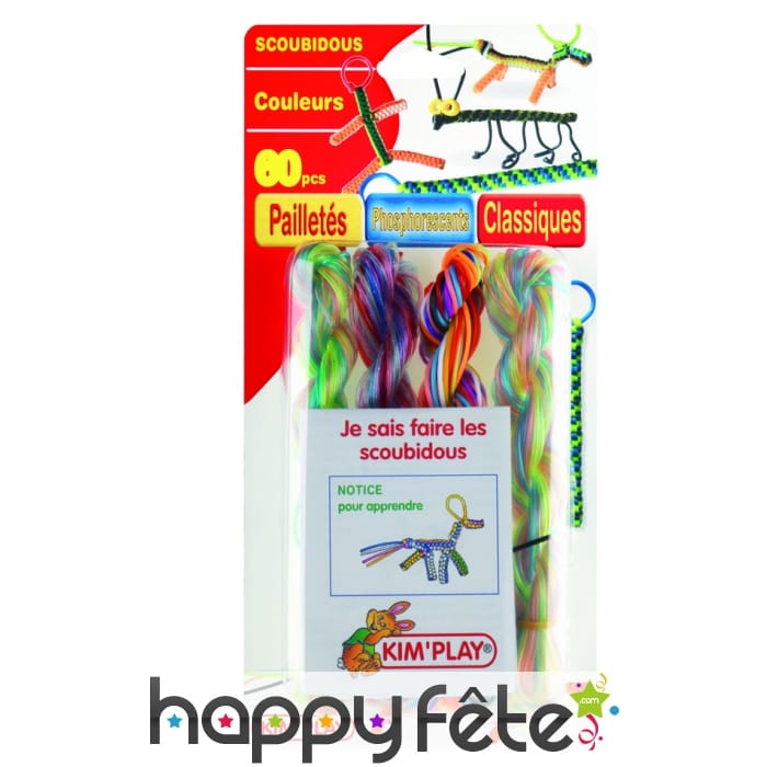 60 brins de scoubidou phophorescents paillettes