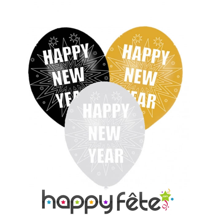 6 Ballons Happy New Year de 27,5cm
