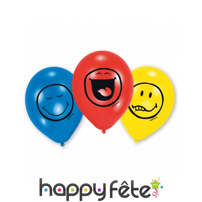6 Ballons imprimé émoticônes