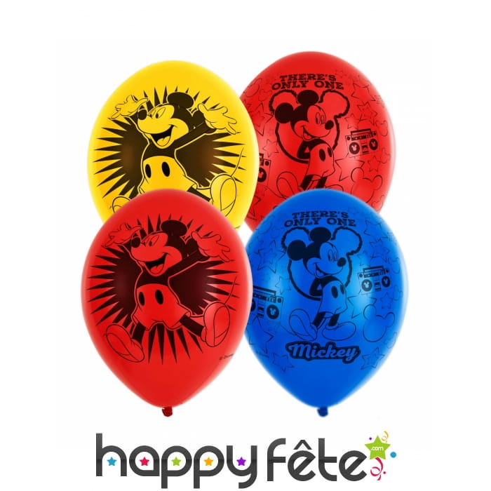 6 Ballons imprimé Mickey Mouse happy de 27,5 cm