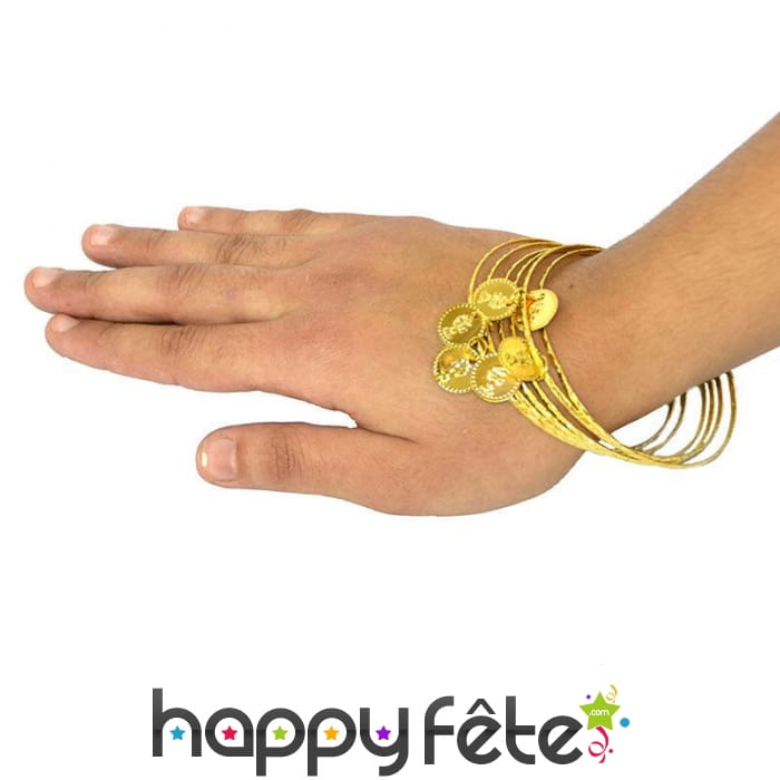 6 Bracelets orientaux avec pièces dorées