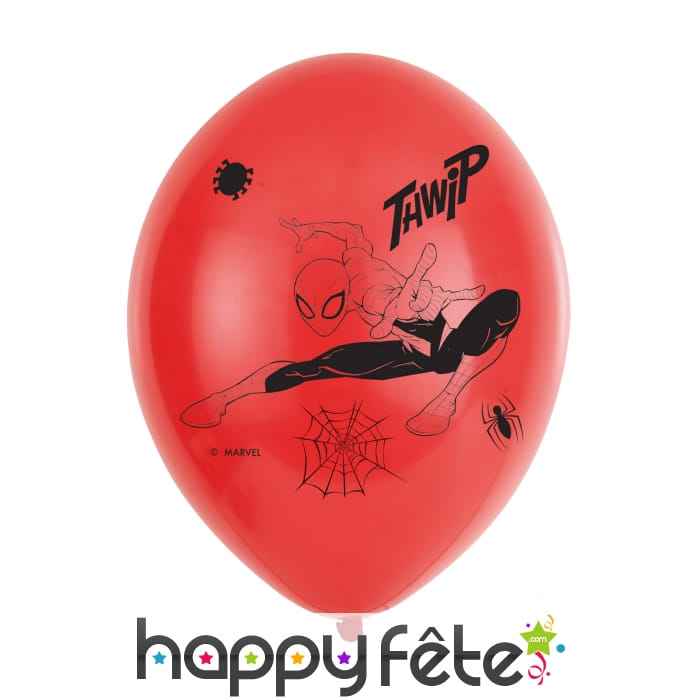 6 Ballons rouges imprimé Spiderman de 27,5 cm