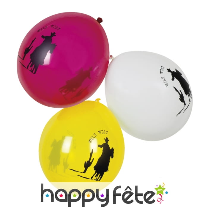 6 Ballons wild west de 25cm
