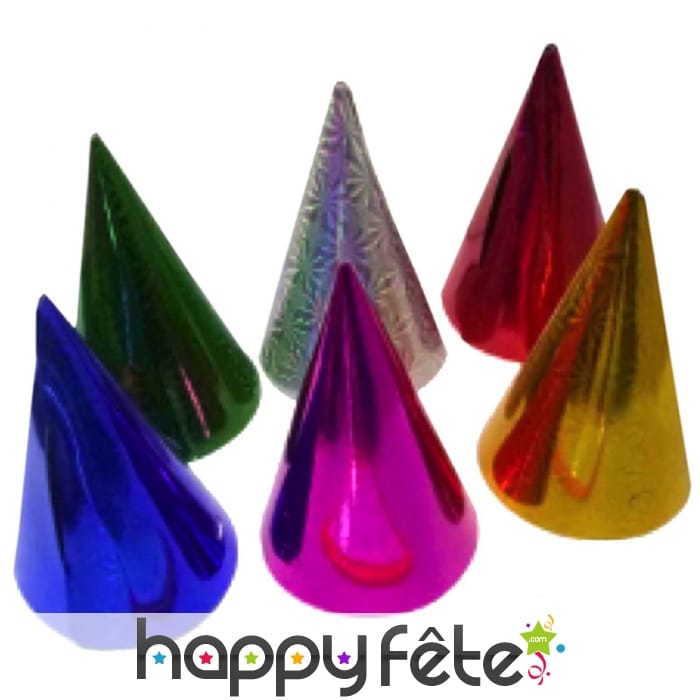 6 chapeaux cotillon colorés