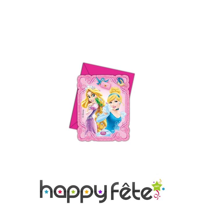 6 cartes d'invitation princesse disney