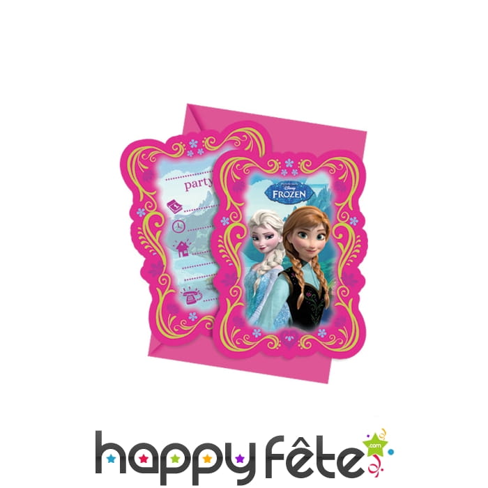 6 cartes d'invitation reine des neiges