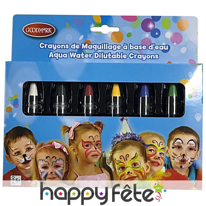 6 crayons de maquillage rétractables, enfant
