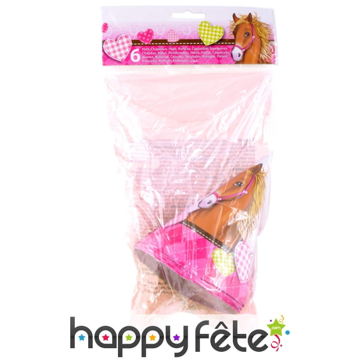 6 chapeaux en carton thème chevaux