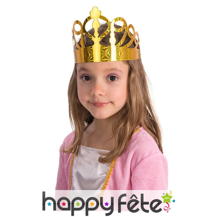 6 Couronnes en carton doré fille 34,5cm