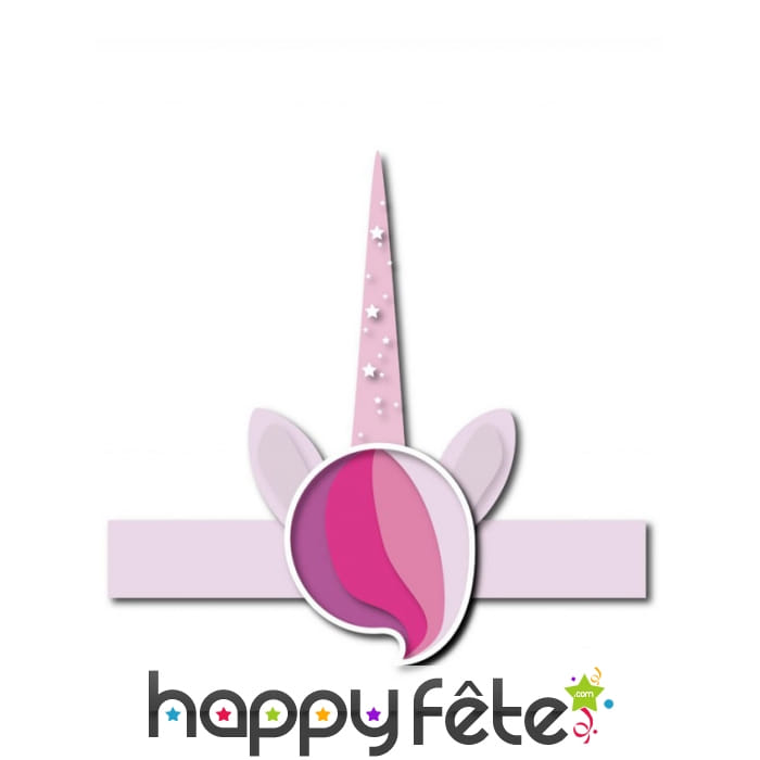 6 couronnes licorne en carton rose