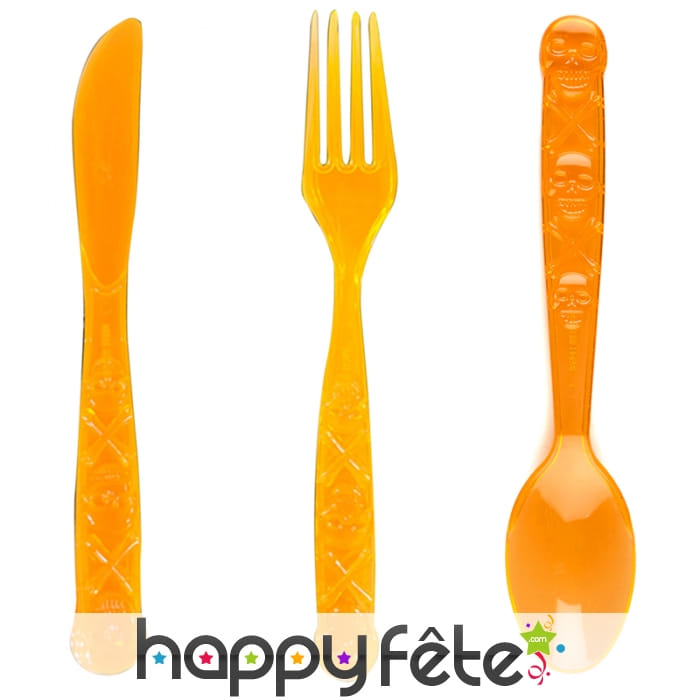 6 Couverts oranges de Halloween