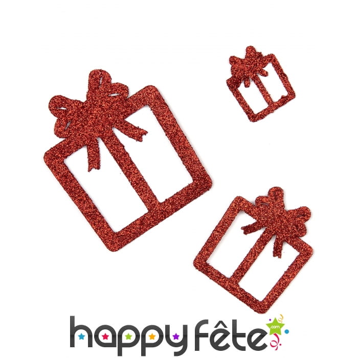 6 Décos en forme de paquet cadeaux rouges
