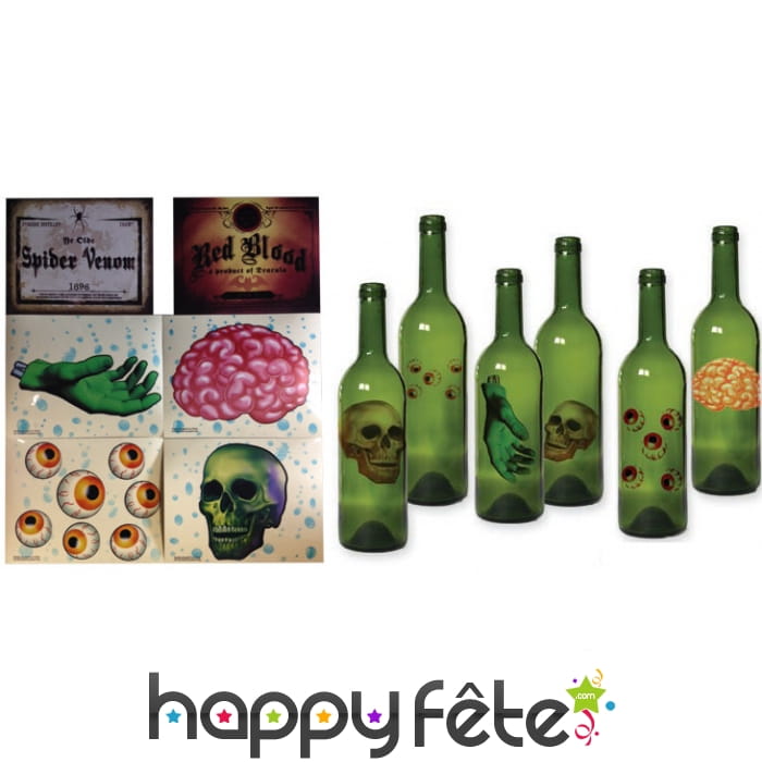 6 décors Halloween pour bouteille