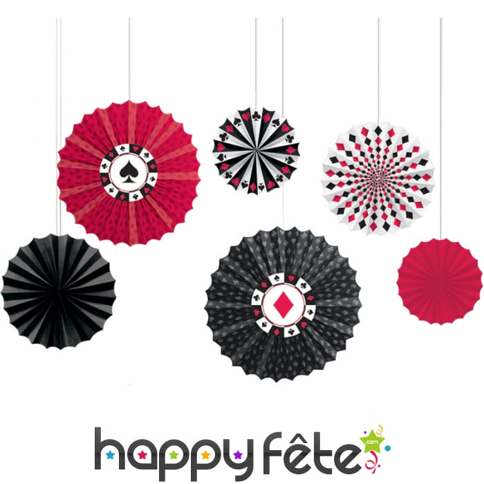6 éventails casino à suspendre