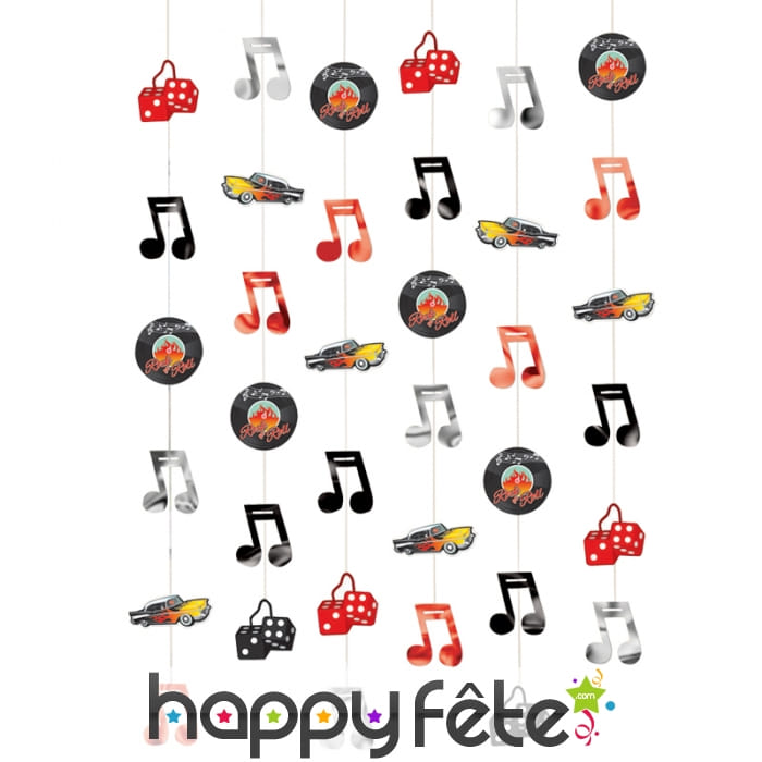 6 guirlandes décoratives rock'n roll de 2,1m