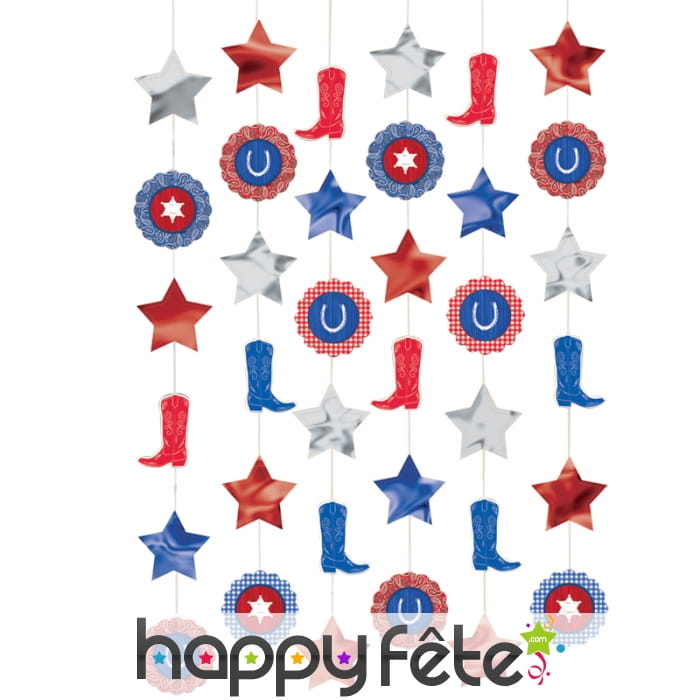 6 guirlandes Western à suspendre