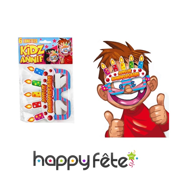 6 lunettes Joyeux anniversaire pour enfant