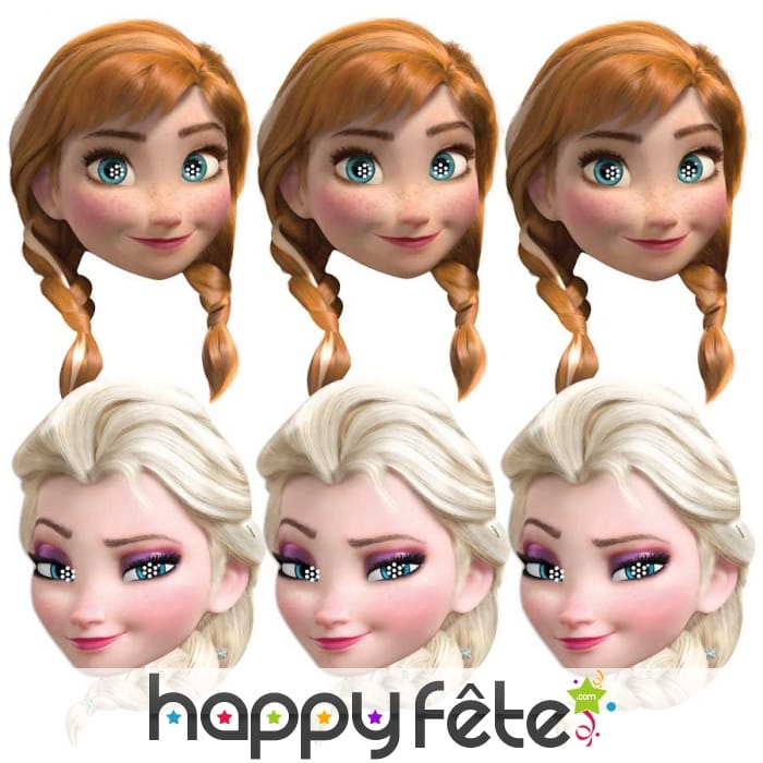 6 masques de Anna et Elsa, Reine des neiges