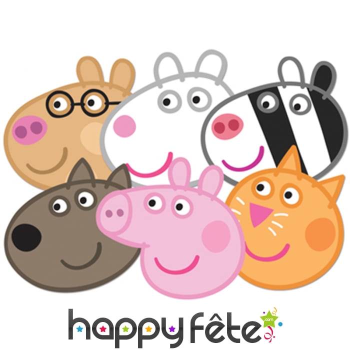 6 masques des personnages de Peppa pig