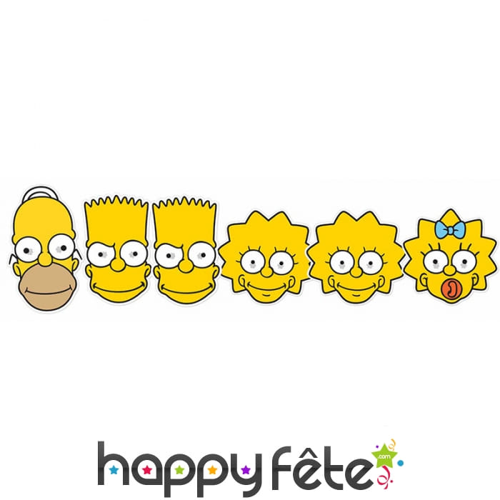 6 masques les Simpson en carton