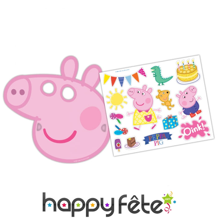 6 masques Peppa Pig avec autocollants