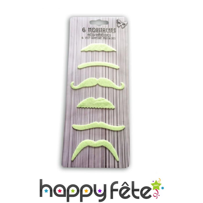 6 moustaches phosphorescentes