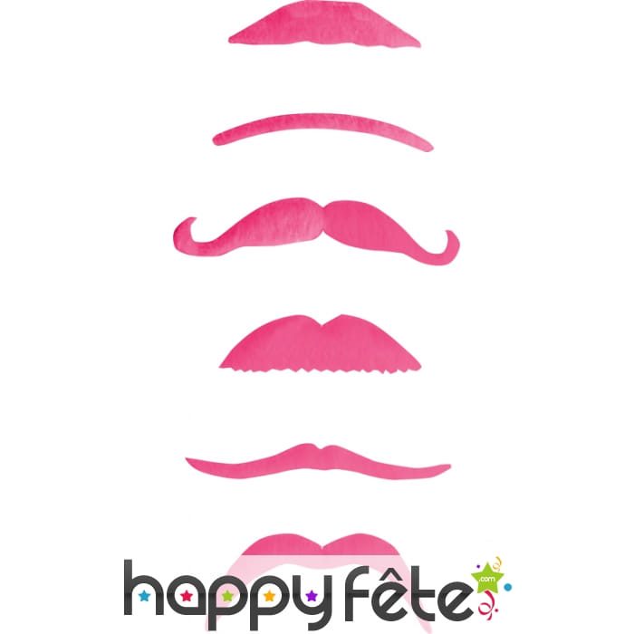 6 moustaches roses