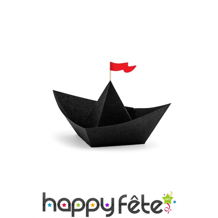 6 origamis en forme de bateau noirs de 19 cm