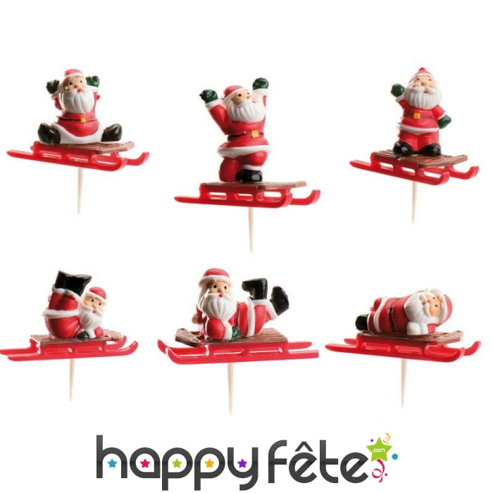 6 pics à bûche luge avec Père Noël